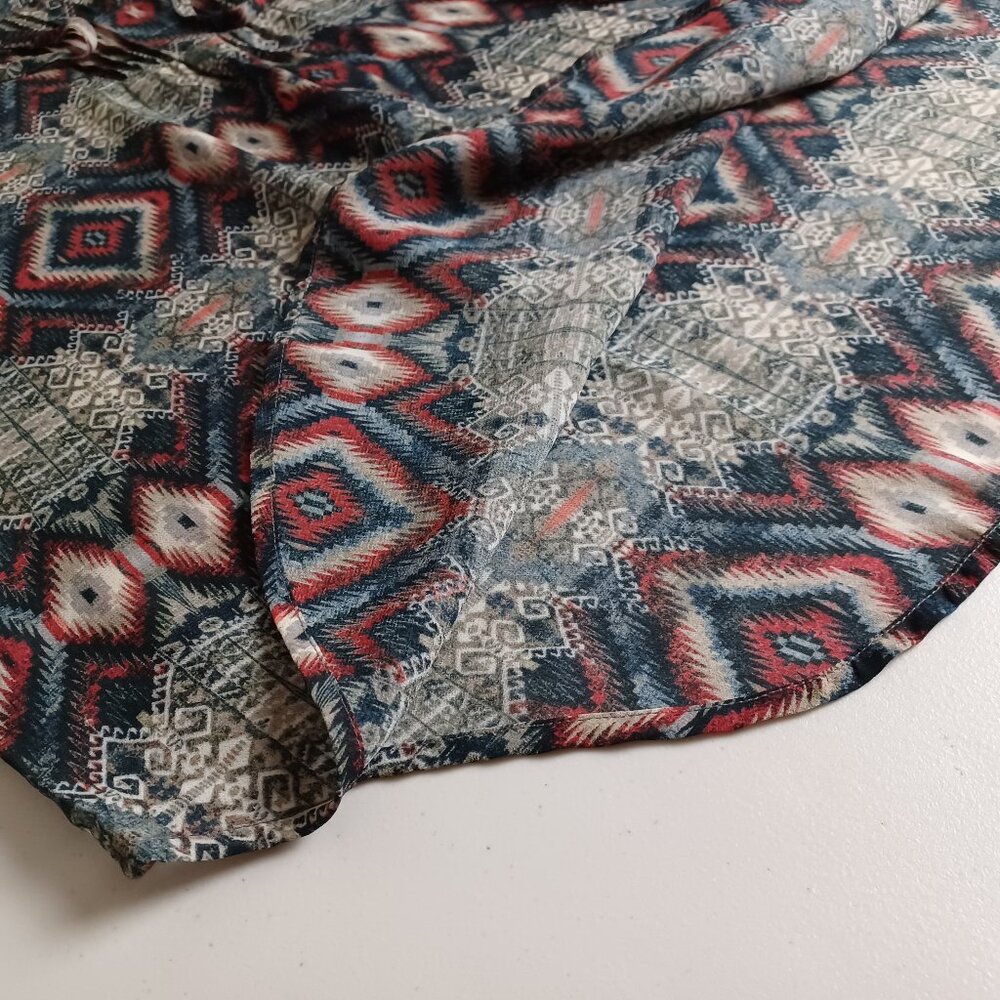 Aztec Pattern Tab Sleeve Blouse - Picture 7 of 16